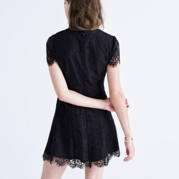 New Madewell Black Lace Shift Dress Size 0 - Picture 3 of 11